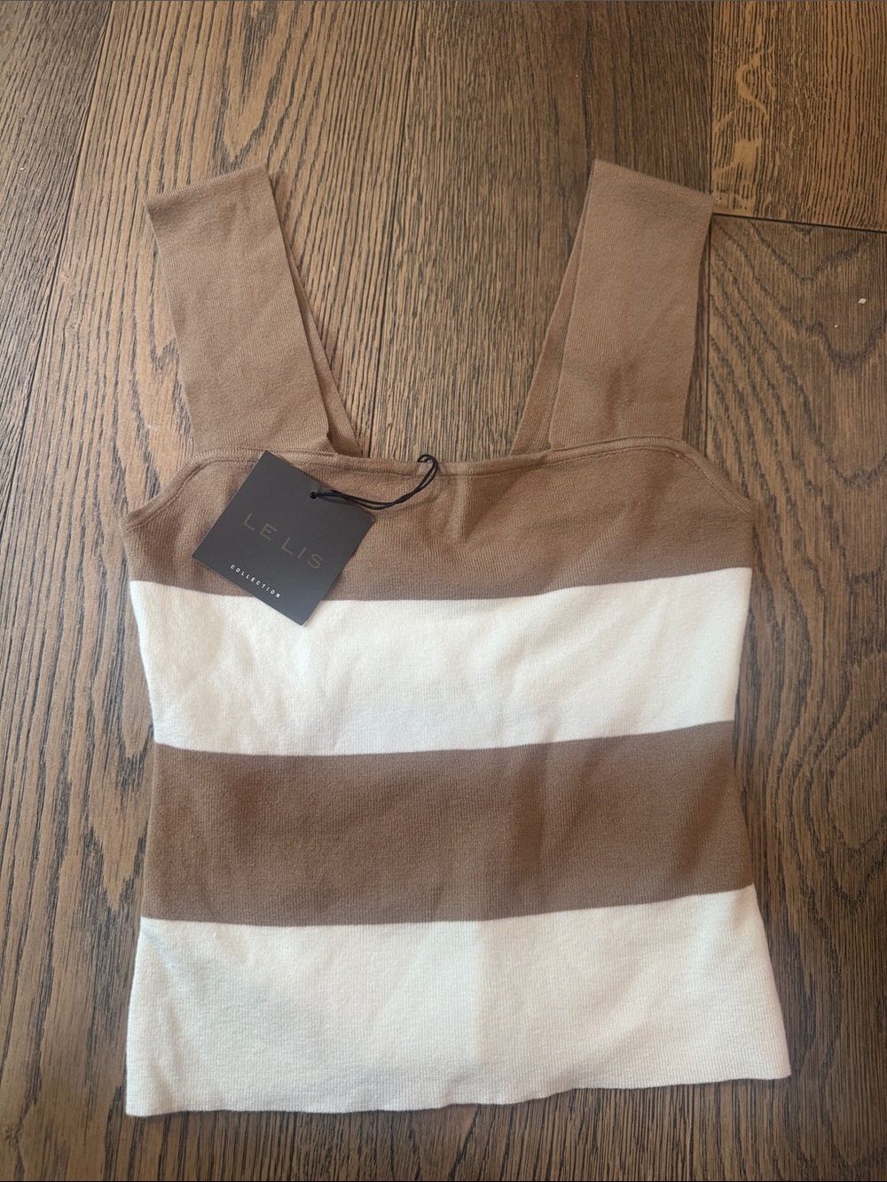 Le Lis Brown & Cream Wide-Strip Tank Top NWT XS